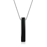 COAI Collar Unisex con Colgante Barra Rectangular de Obsidiana Negra