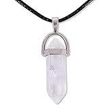 Colgante de Piedra Natural de Forma de Punta - Incluye una Cuerda de Hilo Encerado Negro 45cm -...