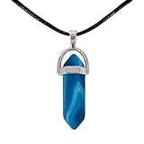 cotigo Colgante de Piedra Natural de Forma de Punta - Incluye una Cuerda de Hilo Encerado Negro 45cm...