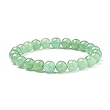 SUNNYCLUE Hecho a mano Gemstone elástico pulsera de perlas de auténtica Aventurina Verde Jade...