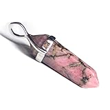 Colgante de punta hexagonal de rodocrosita, collar curativo de Reiki con cadena incluida