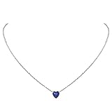 Collares con Piedras Natales de Septiembre Tanzanita Azul Oscuro Colgante Corazón de Plata de Ley...