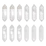OLYCRAFT 12 piezas de cristal de cuarzo natural punto de cuarzo blanco cristal hexagonal doble...