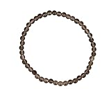 Taddart Minerals Pulsera marrón transparente de cuarzo ahumado con bolas de 4 mm en hilo elástico...