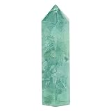 Varita de cristal curativo, piedra preciosa de fluorita verde de cuarzo de cristal hexagonal natural...