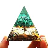 Besorgone Árbol de la vida pirámide de orgón para energía positiva de reiki malaquita con piedra...