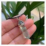 olgante de Cristal de Cuarzo Collar de Cristal de fluorita Verde Natural Curación Punto de joyería...