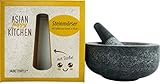 JADE TEMPLE - Kit de mortero de piedra con maja, granito macizo con 18 cm de diámetro y 8,5 cm de...