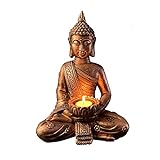 FGXY Figura Decorativa de Buda Tailandés Meditando, Estatua de Buda Sentado con Portavelas,...