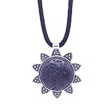 Colgante sol étnico de piedra volcánica natural y cordón ajustable. Colgante hombre, mujer....