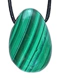 Lebensquelle Plus Colgante de gota de malaquita | colgante de piedra tamboreada perforada con cinta...