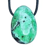 Lebensquelle Plus Variscita colgante de gota | piedra preciosa perforada | con cinta de algodón,...