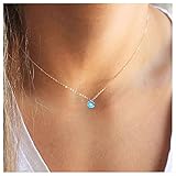Yheakne Collar de cuarzo azul gargantilla redonda de cristal azul colgante collar pequeño de...