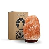 AROMASENSES.- Lámpara de Sal del Himalaya con Base de Madera, Cable y Bombilla - Natural 100%...