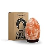 AROMASENSES | Lámpara de Sal del Himalaya | Peso de 1 a 2 kg, con Base de Madera, Cable y Bombilla...