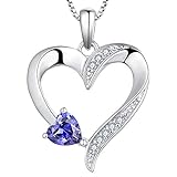YL Collar de Corazón Plata de Ley 925 con Dicembre Piedras de Nacimiento Tanzanite Collar con...