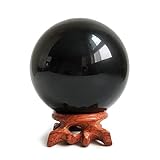 Mina Heal Bola de cristal de obsidiana de 100 mm de diámetro para bola de Fengshui, meditación,...