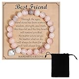 JEYORZY Pulsera De Cristal De Cuarzo Rosa, Pulseras De Piedra Para Mujer, Cadena De Piedra Natural...