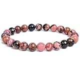 Pulsera de Piedras Naturales 100% Auténticas - Pulsera Rodocrosita - Ajuste Cómodo y Estilo...