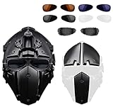 Casco y máscara de protección completa de obsidiana verde GOBL Terminator para caza, paintball,...