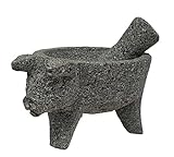 Maja y mortero mexicano de roca de lava (Molcajete) (21 cm) (Pig)