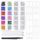 MELLIEX 3550 Piezas Piedras para Uñas, Juego de Transparente+AB Diamantes de Imitación y Pegatinas...