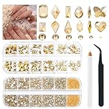2680pzs preciosas de uñas de diamante de agua dorada de champán, perlas redondas de espalda plana...