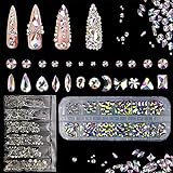 Tpubmity 1848 Glitter Pedrería para uñas Cristales AB de Uña Diamantes de Imitación de Redondos...